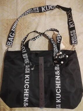 Black Men’s Canvas Tote Bag with Branded Strap